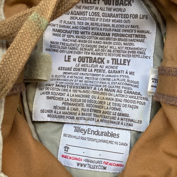 Tilley canvas Tan Outdoor Hat 7 1/8 outback cap - Picture 10 of 14